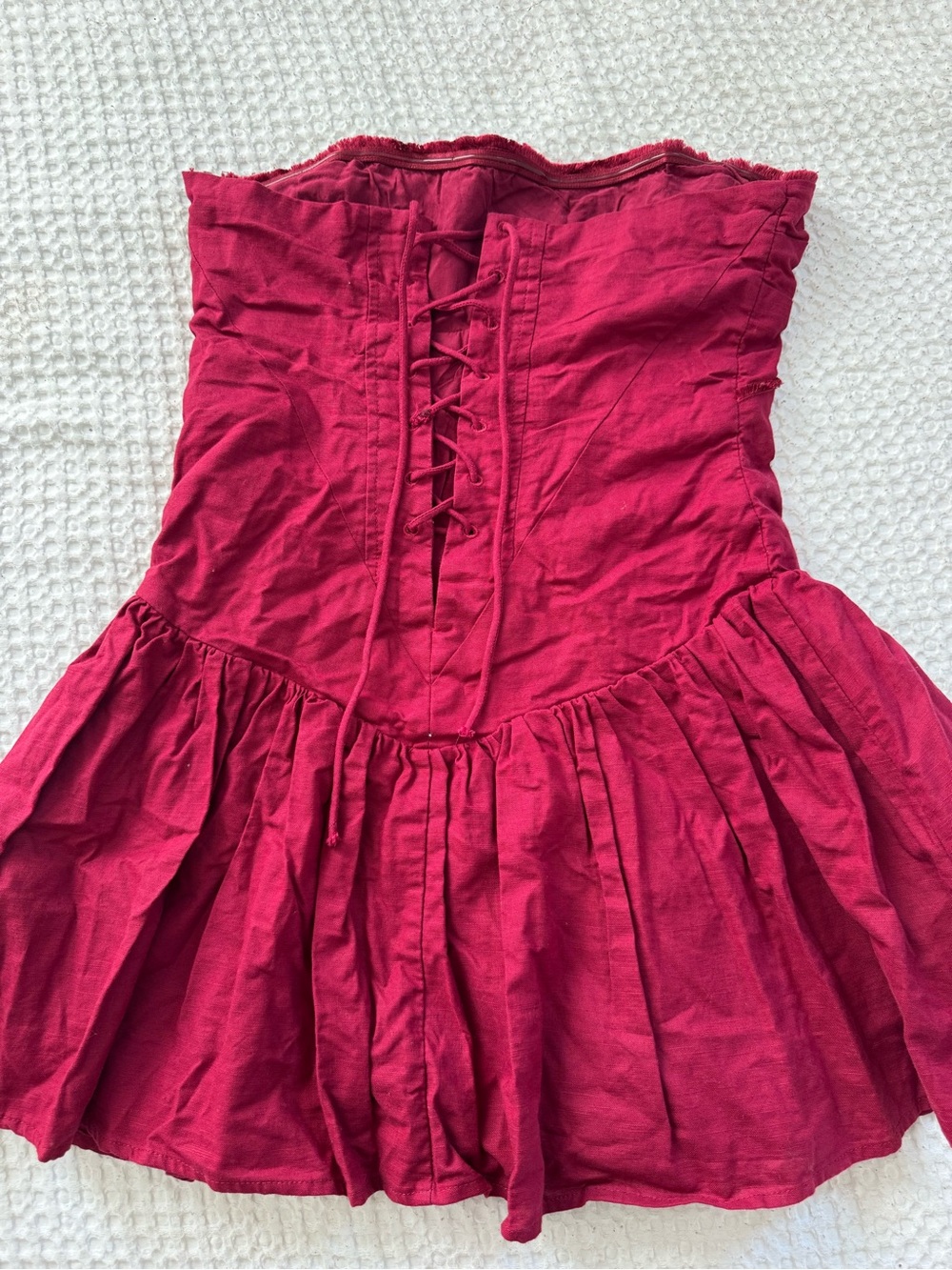 Peppermayo Strapless Raspberry Red Mini Dress - Picture 2 of 3